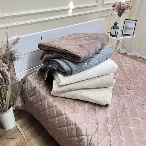 Велюрове покривало Шанель "Gold"Кава з молоком