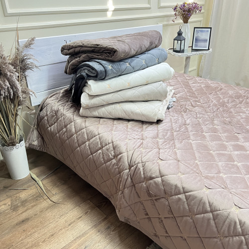 Велюрове покривало Шанель "Gold"Кава з молоком