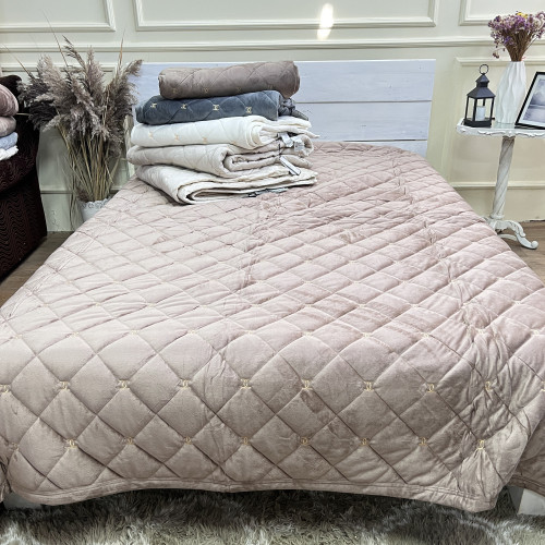 Велюрове покривало Шанель "Gold"Кава з молоком