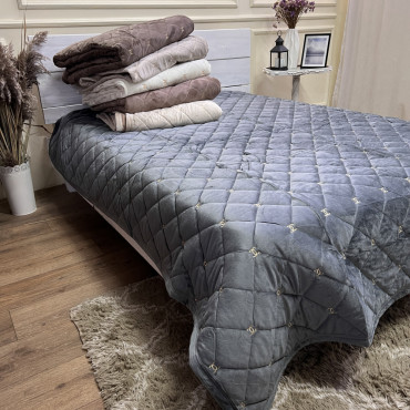 Велюрове покривало Шанель "Gold" Графіт