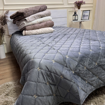 Велюрове покривало Шанель "Gold" Графіт