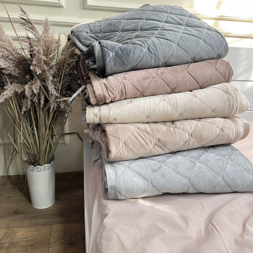 Велюрове покривало 220/240 Гермес Темний сірий