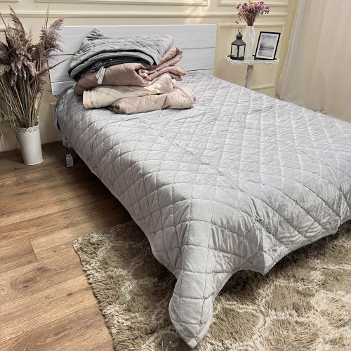 Велюрове покривало 220/240 Гермес Світлий сірий