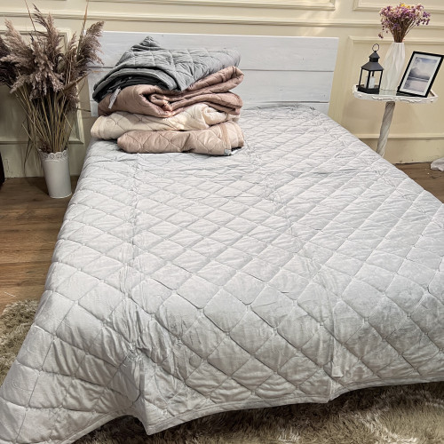 Велюрове покривало 220/240 Гермес Світлий сірий