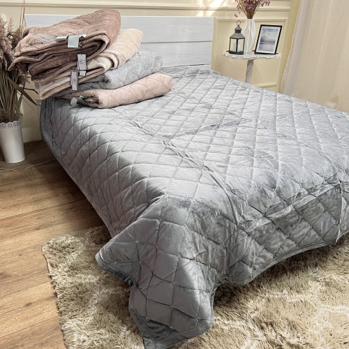 Велюрове покривало 220/240 Гермес Темний сірий