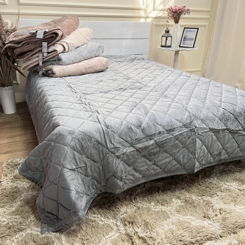 Велюрове покривало 220/240 Гермес Темний сірий