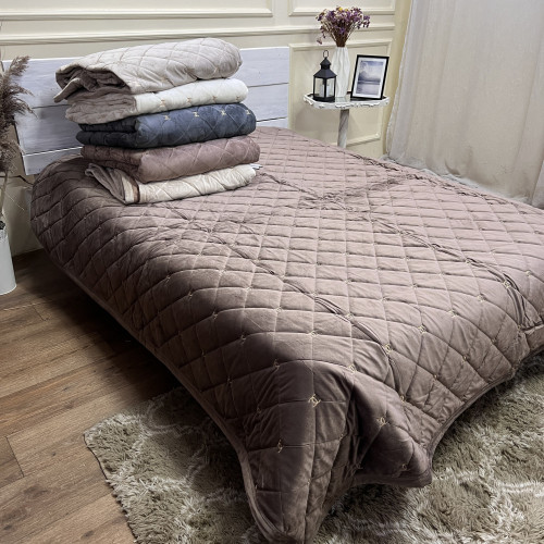 Велюрове покривало Шанель "Gold" Шоколад