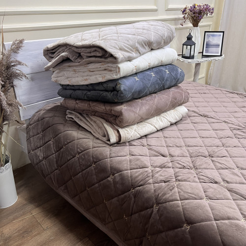 Велюрове покривало Шанель "Gold" Шоколад