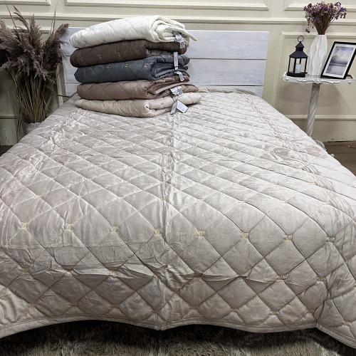 Велюрове покривало Шанель "Gold" Беж