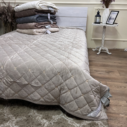 Велюрове покривало Шанель "Gold" Беж