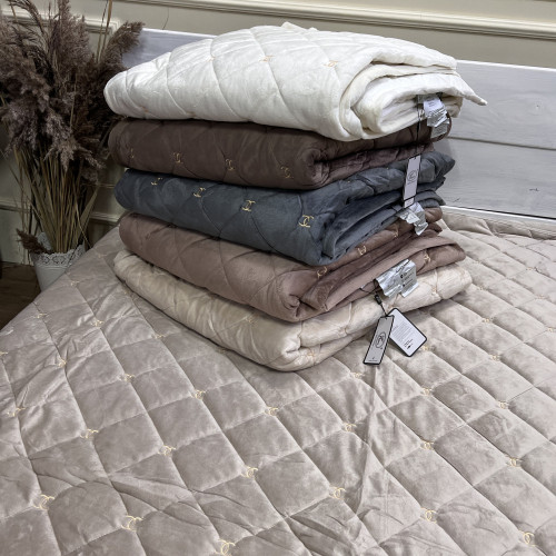 Велюрове покривало Шанель "Gold" Беж