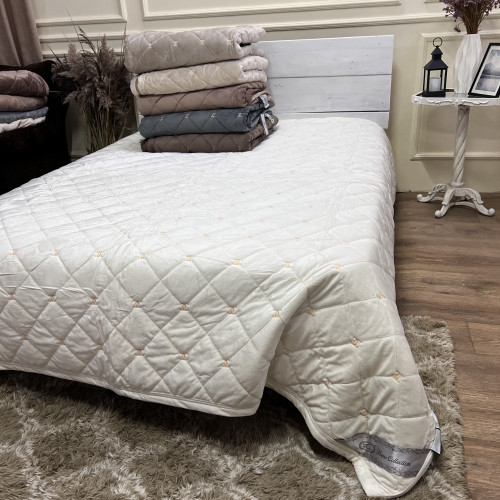 Велюрове покривало Шанель "Gold" Молоко