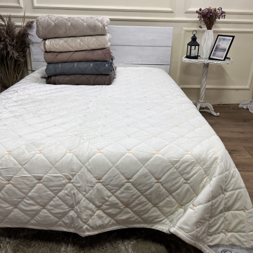 Велюрове покривало Шанель "Gold" Молоко