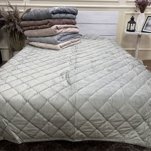 Велюрове покривало 220/240 Гермес Оливка