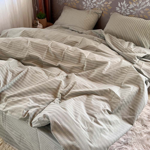 Комплект Бязь Gold Lux – Світло-сіра смужка