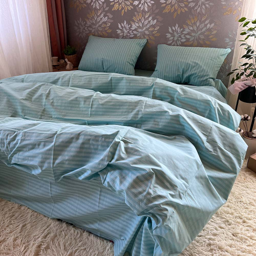 Комплект Бязь Gold Lux – Бірюзова смужка