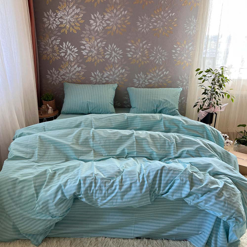 Комплект Бязь Gold Lux – Бірюзова смужка