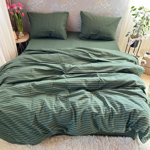 Комплект Бязь Gold Lux – Темно-зелена смужка