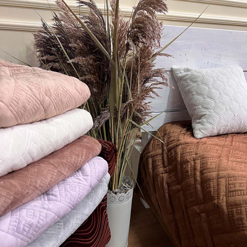 Велюрове покривало 220/240 Hermes сіро-бузковий