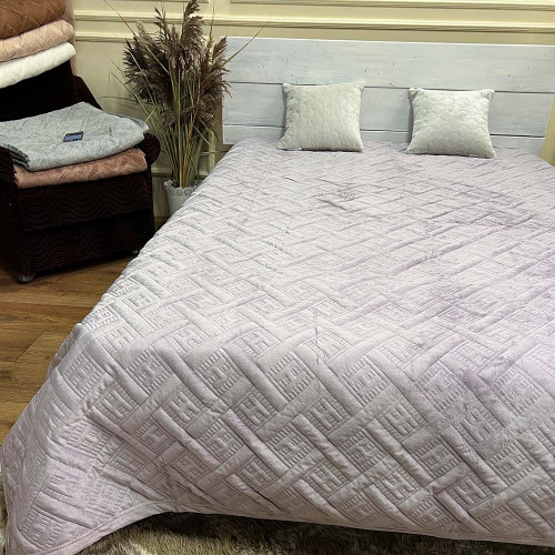 Велюрове покривало 220/240 Hermes сіро-бузковий