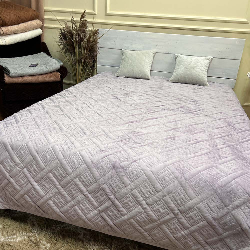 Велюрове покривало 220/240 Hermes сіро-бузковий