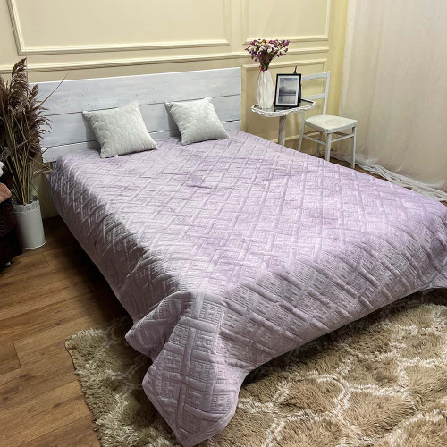 Велюрове покривало 220/240 Hermes сіро-бузковий