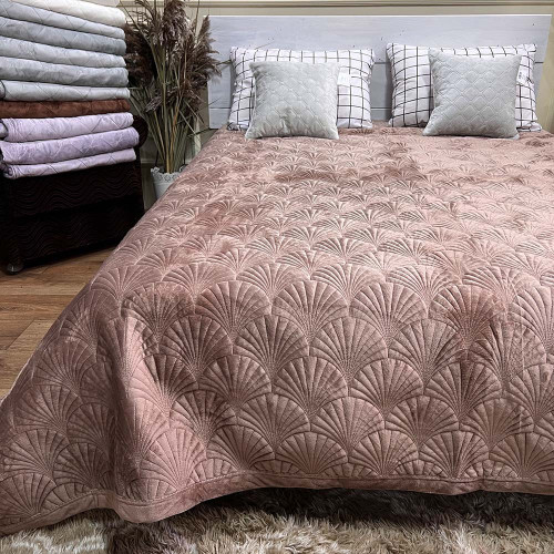 Велюрове покривало 220/240 мушля капучіно