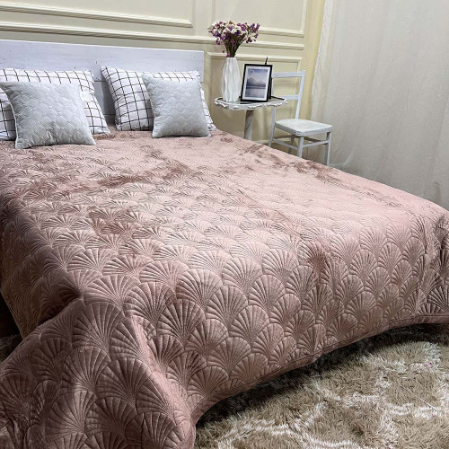 Велюрове покривало 220/240 мушля капучіно