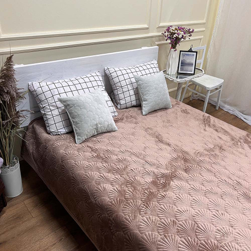 Велюрове покривало 220/240 мушля капучіно