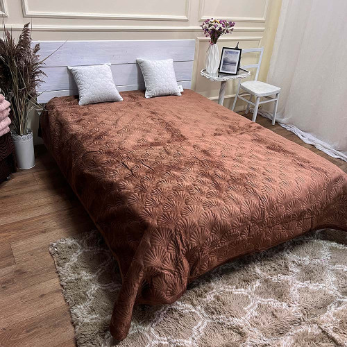Велюрове покривало 220/240 мушля шоколад