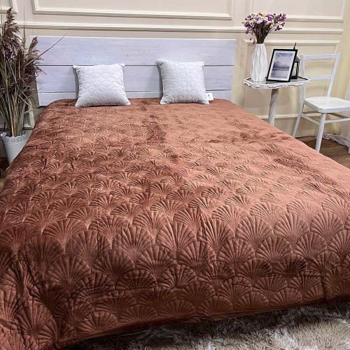 Велюрове покривало 220/240 мушля шоколад