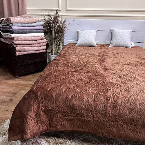Велюрове покривало 220/240 мушля шоколад