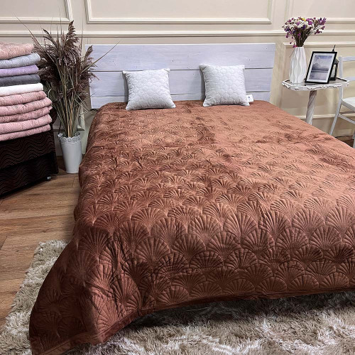 Велюрове покривало 220/240 мушля шоколад