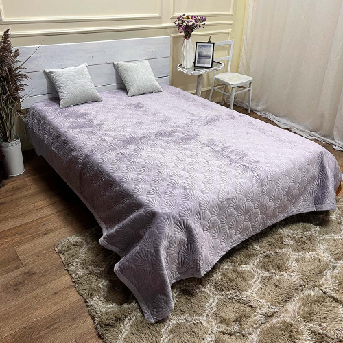 Велюрове покривало 220/240 мушля сіро-бузковий