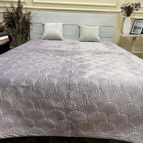 Велюрове покривало 220/240 мушля сіро-бузковий