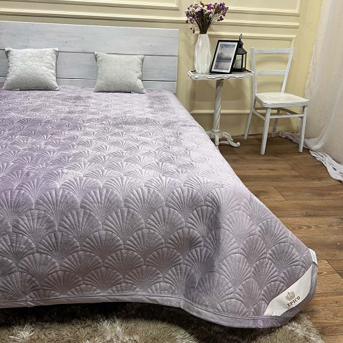 Велюрове покривало 220/240 мушля сіро-бузковий