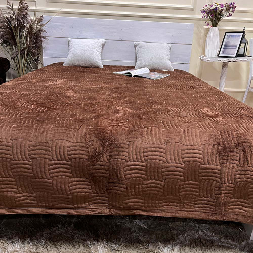 Велюрове покривало 220/240 плетіння шоколад