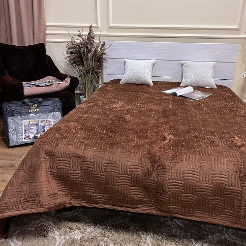 Велюрове покривало 220/240 плетіння шоколад