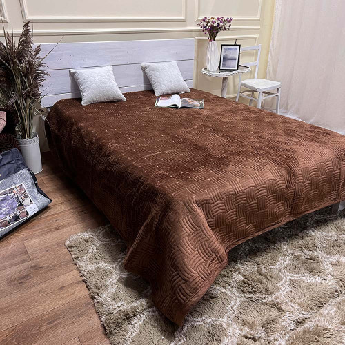 Велюрове покривало 220/240 плетіння шоколад