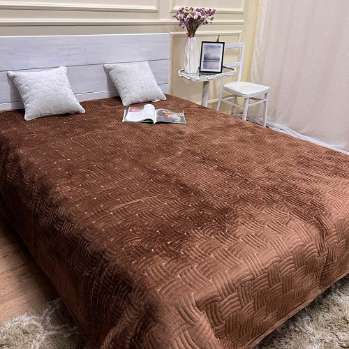 Велюрове покривало 220/240 плетіння шоколад