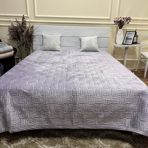 Велюрове покривало 220/240 плетіння сіро-бузковий