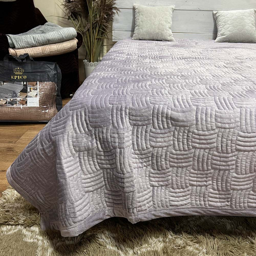 Велюрове покривало 220/240 плетіння сіро-бузковий