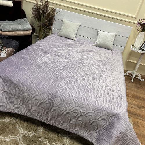 Велюрове покривало 220/240 плетіння сіро-бузковий