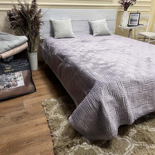 Велюрове покривало 220/240 плетіння сіро-бузковий