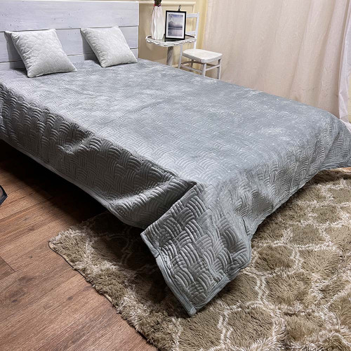 Велюрове покривало 220/240 плетіння сірий