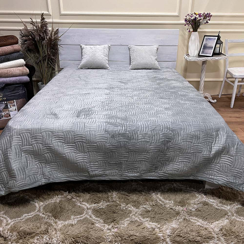 Велюрове покривало 220/240 плетіння сірий