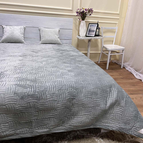 Велюрове покривало 220/240 плетіння сірий