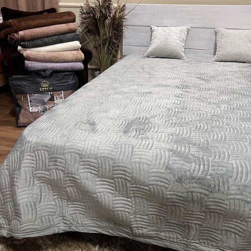 Велюрове покривало 220/240 плетіння сірий