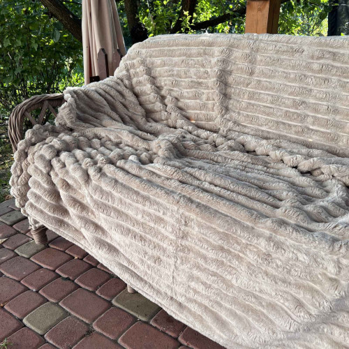 Плед-покривало ПОЛУТОРНЕ шарпей 5 см полоска (в сумці) - суфле