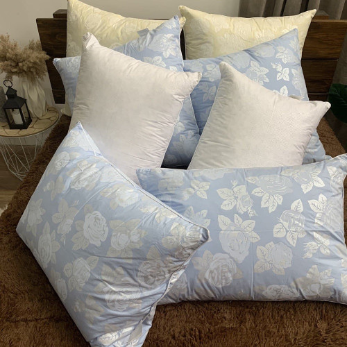  Подушка Тік 100% пух з кантом (в сумці)